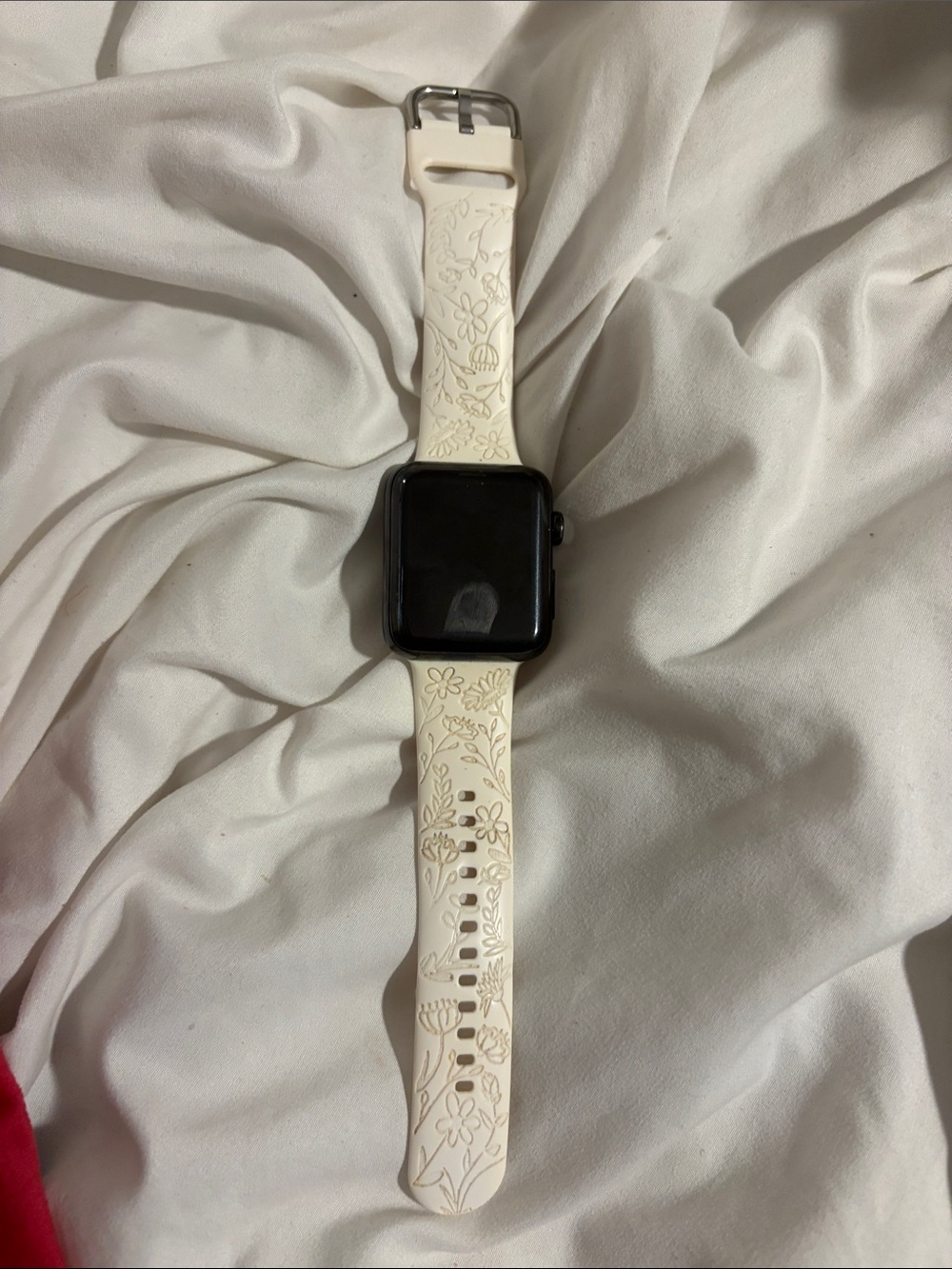 Apple Watch series 2 Embossed Floral Cream Silicone Watchband